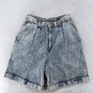 Vintage 90s Jordache Acid Wash Denim Shorts Women's 28x7 High Rise Pleated Jeans